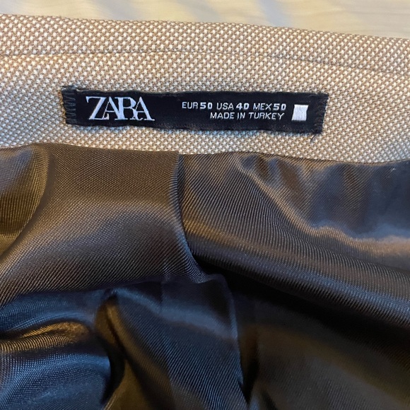 Zara Tan BirdsEye 2 piece Suit Size 40R Pants 32x31 - Picture 11 of 11